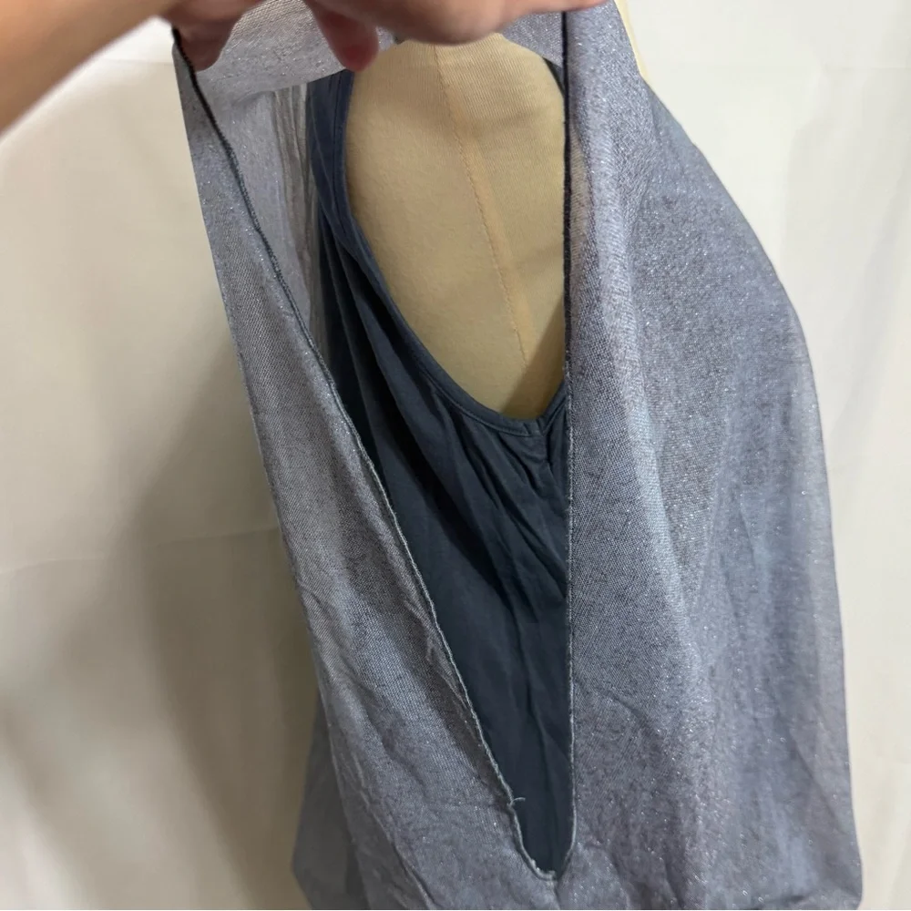 Women’s Size 2XL Chic Sheer Overlay Blue Blouse - Picture 10 of 15